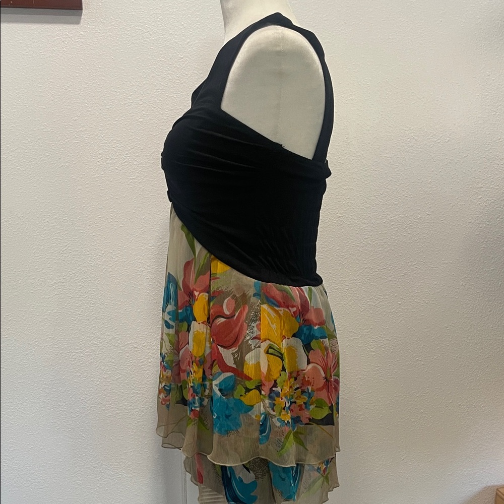 Anerican Rag Black Tank Top Dress with Floral Chiffon Skirt - Picture 5 of 8